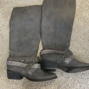 Gray Studded Boots